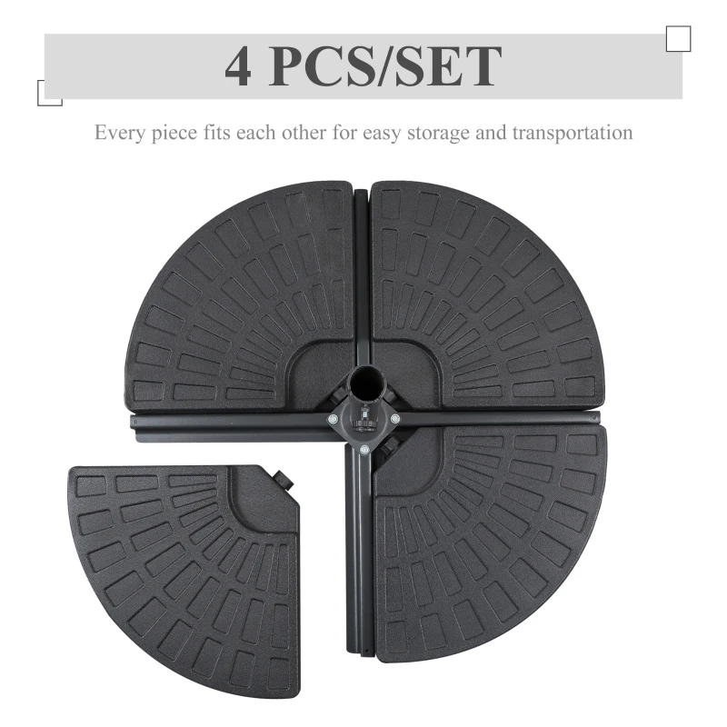 Outsunny Large 4 Piece Round Fillable Weighted Offset Market Patio Umbrella Base