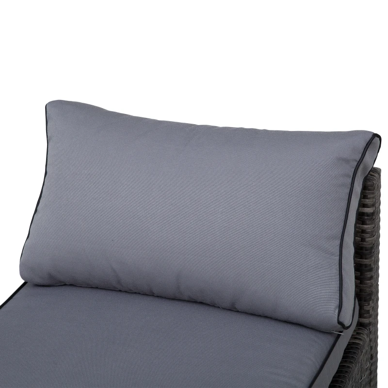 Outsunny Outdoor Daybed with Canopy, 4 Piece Sectional Patio Furniture Set, Cushions, Coffee Table Ottoman, PE Wicker Conversation Sofa Set and Convertible Sunbed, Gray