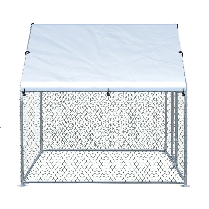 PawHut Large Chicken Coop Metal Chicken Run for Chicken with Waterproof and Anti-UV Cover, Spire Shaped Walk-in Fence Cage Hen House for Outdoor and Yard Farm Use, 1.26" Dia, 9.8' x 6.6' x 6.4'