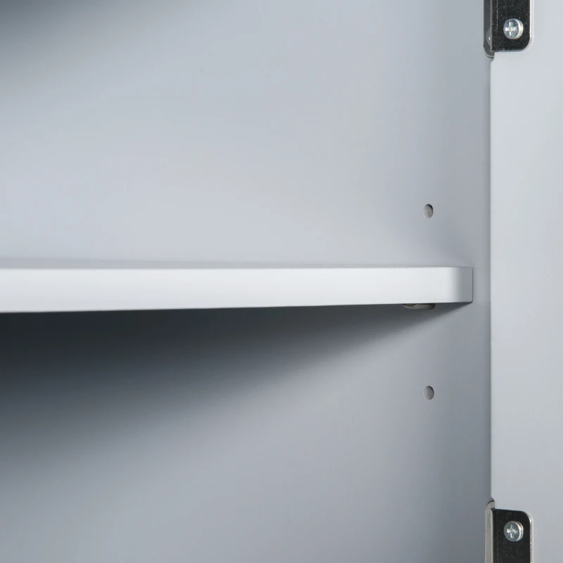 HOMCOM 52" Traditional Kitchen Pantry, Floor Storage Cabinet, Small Cupboard Organizer with Adjustable Shelves and 4-Doors for Dining Room, Living Room, Grey