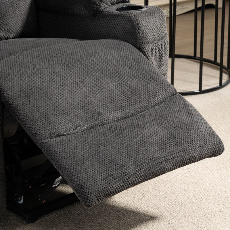 HOMCOM Power Lift Chair, Fabric Tufted Recliner Sofa Chair for Elderly with Cup Holders, Remote Control, and Side Pockets, Dark Grey