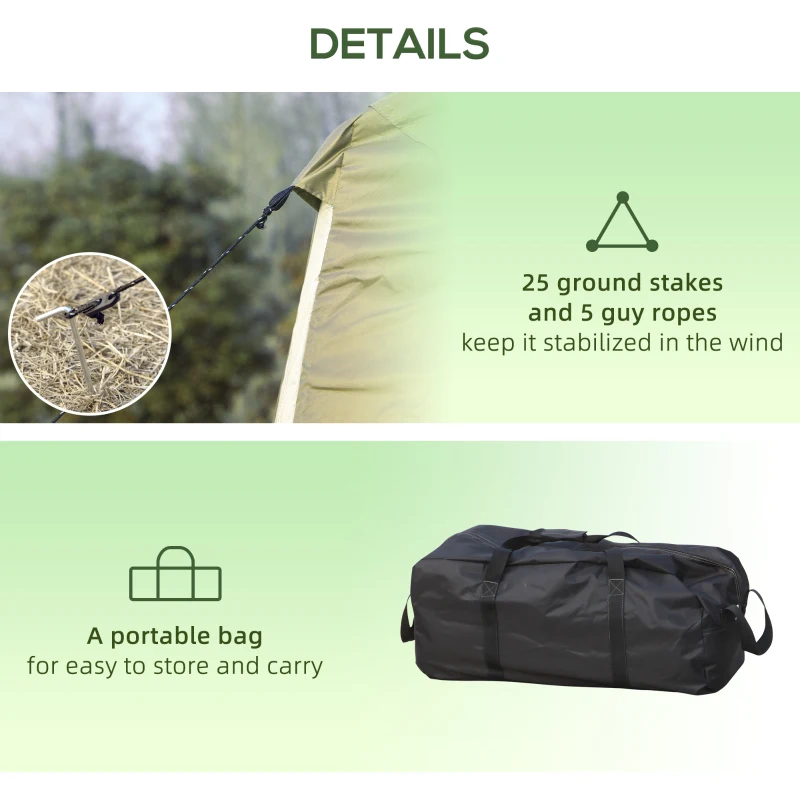 Outsunny 20 Person Camping Tent, Outdoor Cabin Tent Tent with 2 Doors, Screen Room, Family Dome Tent for Hiking, Backpacking, Traveling, Easy Set Up, Army Green