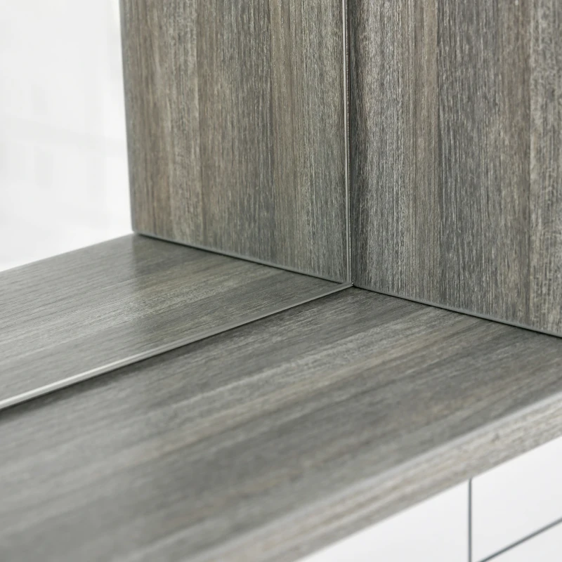 kleankin 31.5 Inch x 25.5 Inch Medicine Cabinet with Mirror, 2-Tier Storage Shelf, Wall Mounted Bathroom Mirror Cabinet, Gray