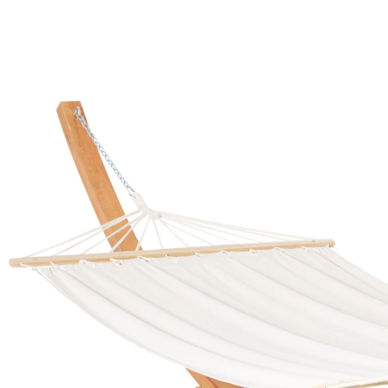Outsunny 13 FT Outdoor Hammock with Stand, Single Bed,  Arch Wooden Hammock with Straps and Hooks, White