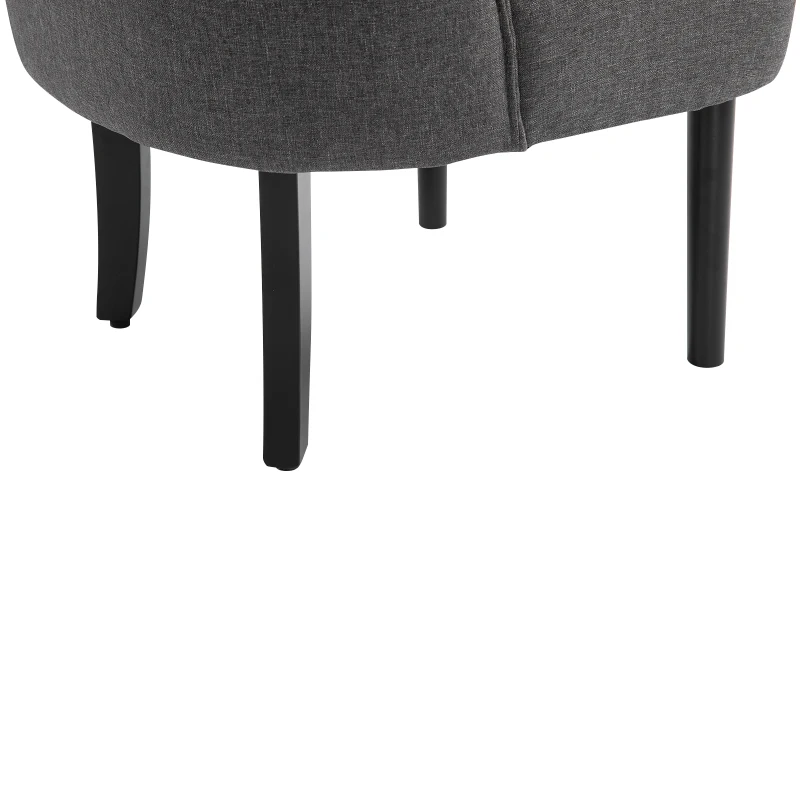 HOMCOM Modern Accent Leisure Chair with Mid Back Button-Tufted Upholstered Fabric and Wooden Legs for Living Room and Bedroom, Grey