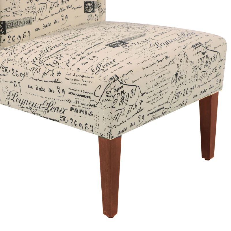 HOMCOM Upholstered Armless Accent Chair, Leisure Side Chair with Wingback, Soft Linen Fabric and Solid Wood Legs, Decorative for Bedroom, Living room, Letter