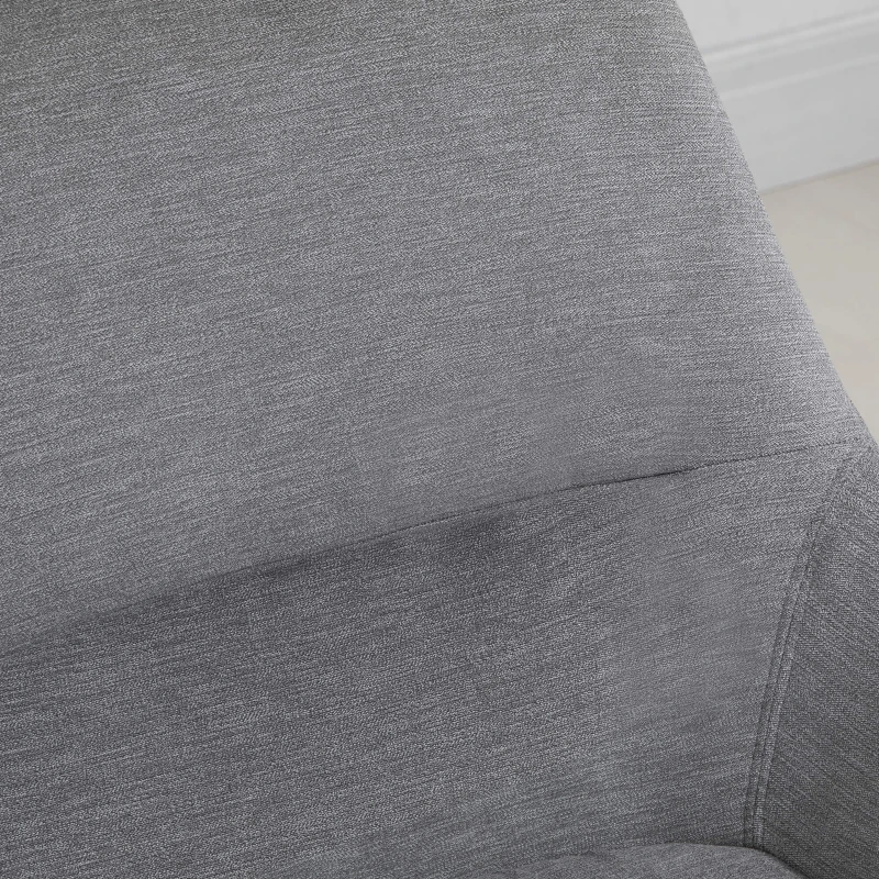 HOMCOM Modern Accent Chair Leisure Fabric Mid Back Chair Livingroom Funiture with X-Shaped Metal Frame and Curved Back, Grey/Black