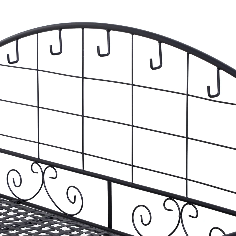 Outsunny Outdoor Metal Potting Bench Foldable Garden Planting Table w/ Build-in Bag, Hook