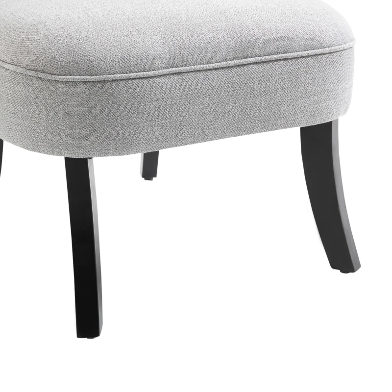 HOMCOM Small Button-Tufted Accent Chair Mid-Back Leisure Armchair with Upholstered Fabric, Solid Wood Legs, and Support Pillow, Grey