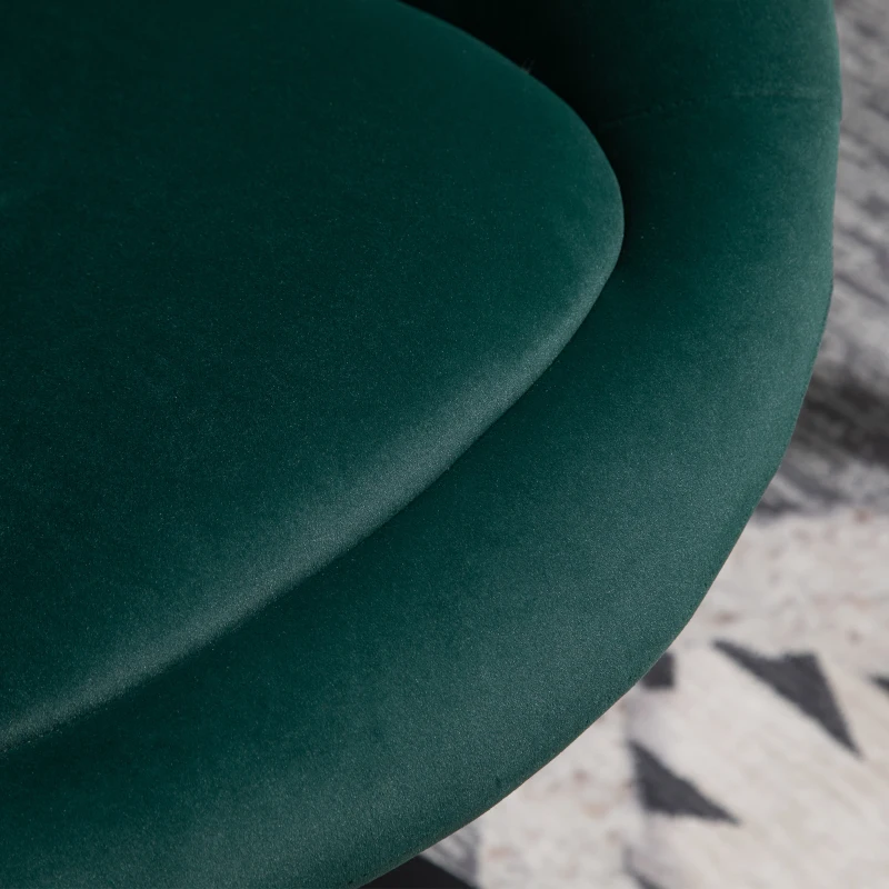 HOMCOM Modern Makeup Vanity Chair Round Tufted Swivel Accent Chair with Chrome Frame Height Adjustable for Living Room, Bedroom Green