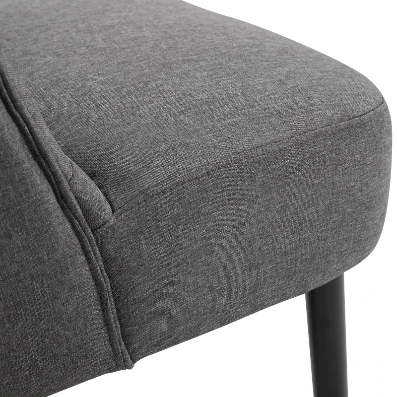 HOMCOM Modern Accent Leisure Chair with Mid Back Button-Tufted Upholstered Fabric and Wooden Legs for Living Room and Bedroom, Grey