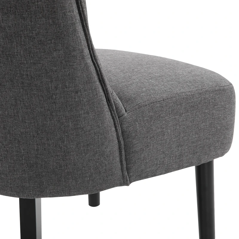 HOMCOM Modern Accent Leisure Chair with Mid Back Button-Tufted Upholstered Fabric and Wooden Legs for Living Room and Bedroom, Grey