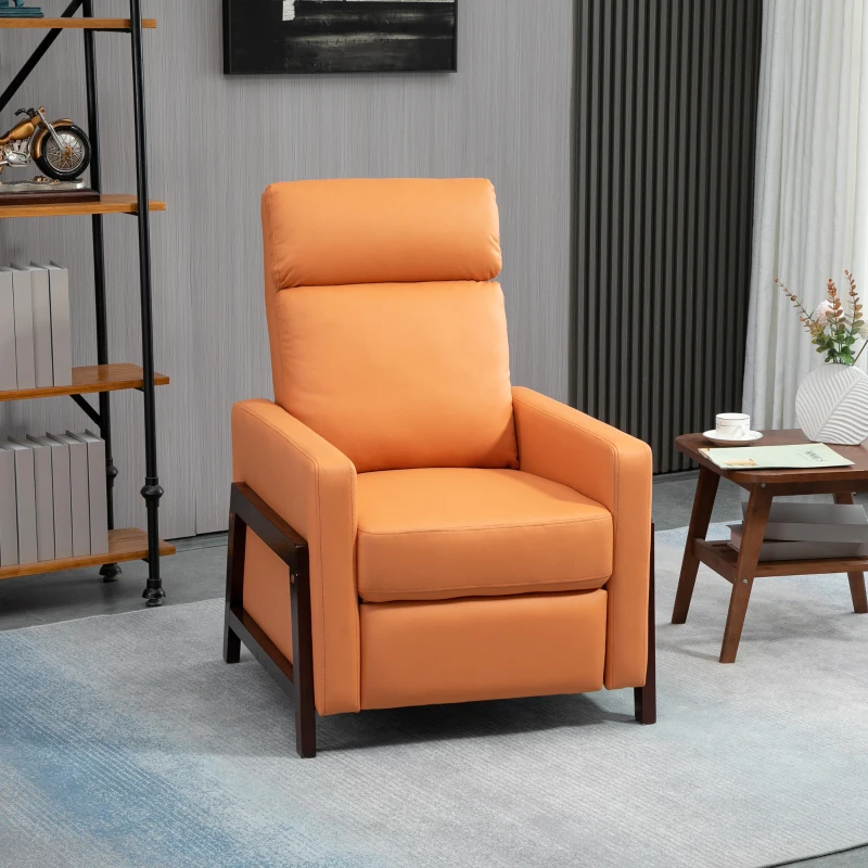 HOMCOM Manual Recliner Sofa Chair with Footrest, Orange