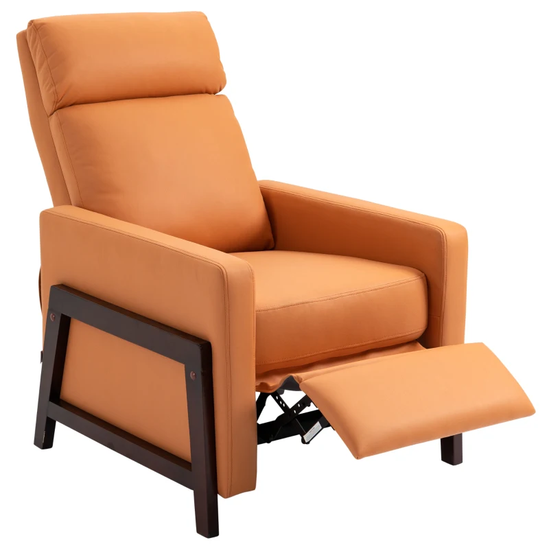HOMCOM Manual Recliner Sofa Chair with Footrest, Orange