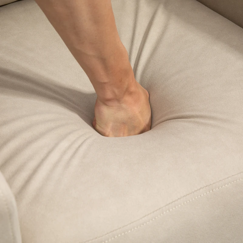 HOMCOM Manual Recliner Sofa Chair with Footrest, Greige