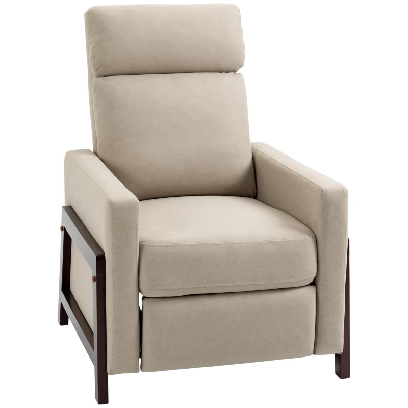 HOMCOM Manual Recliner Sofa Chair with Footrest, Greige