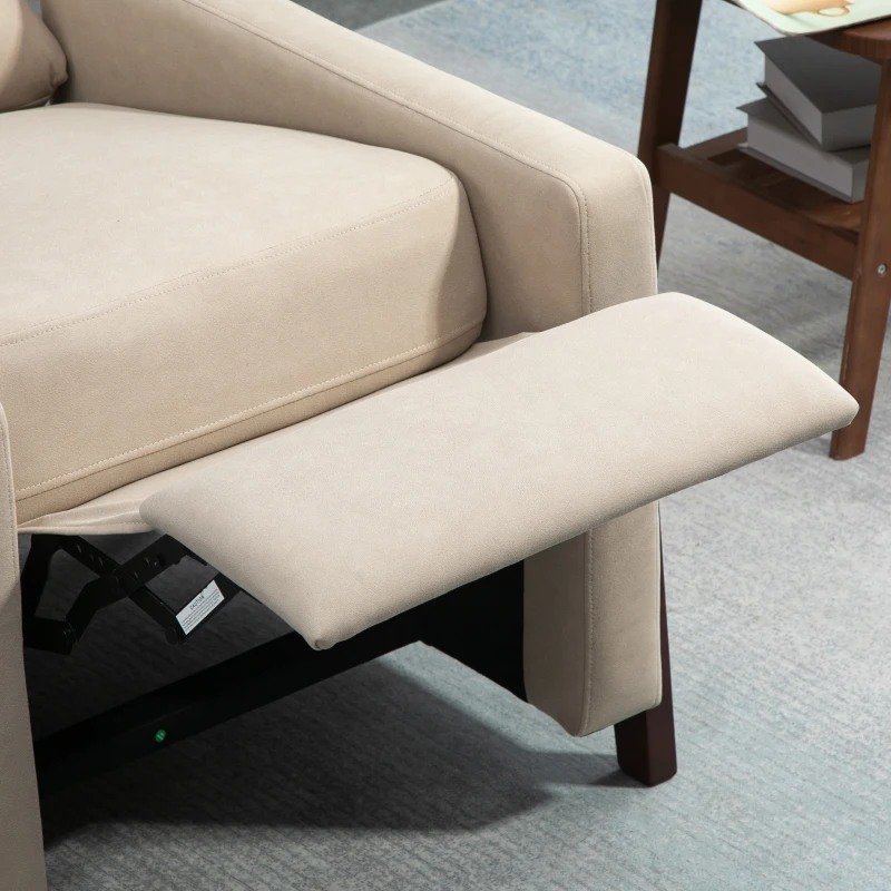 HOMCOM Manual Recliner Sofa Chair with Footrest, Greige