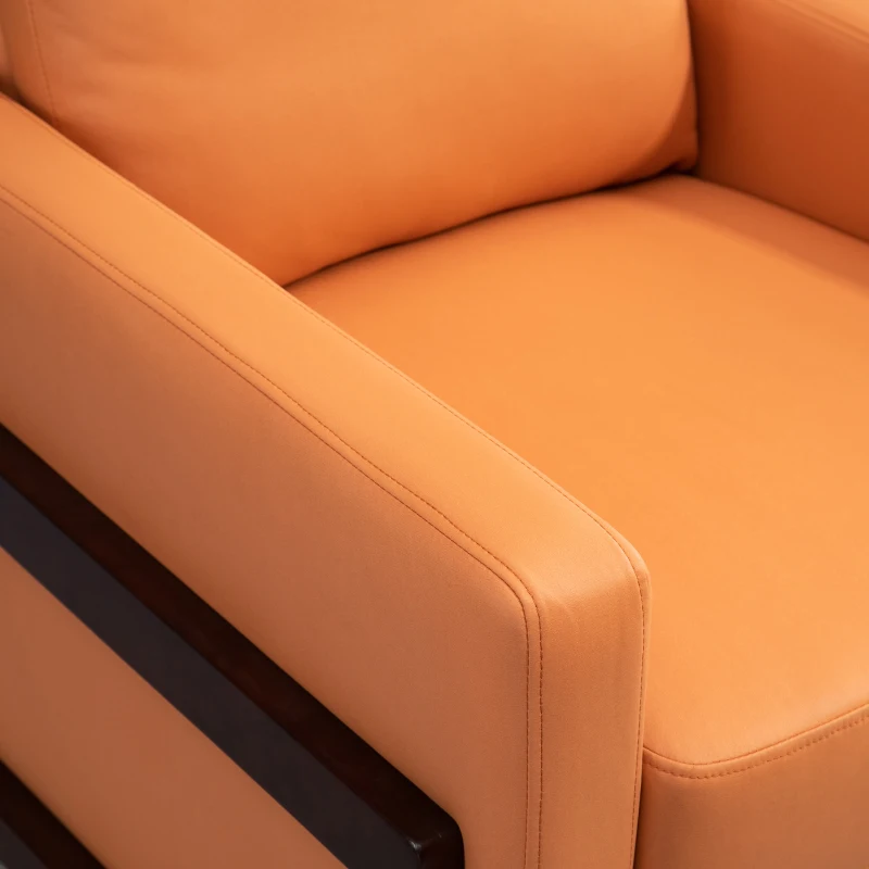 HOMCOM Manual Recliner Sofa Chair with Footrest, Orange