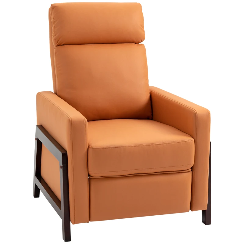 HOMCOM Manual Recliner Sofa Chair with Footrest, Orange