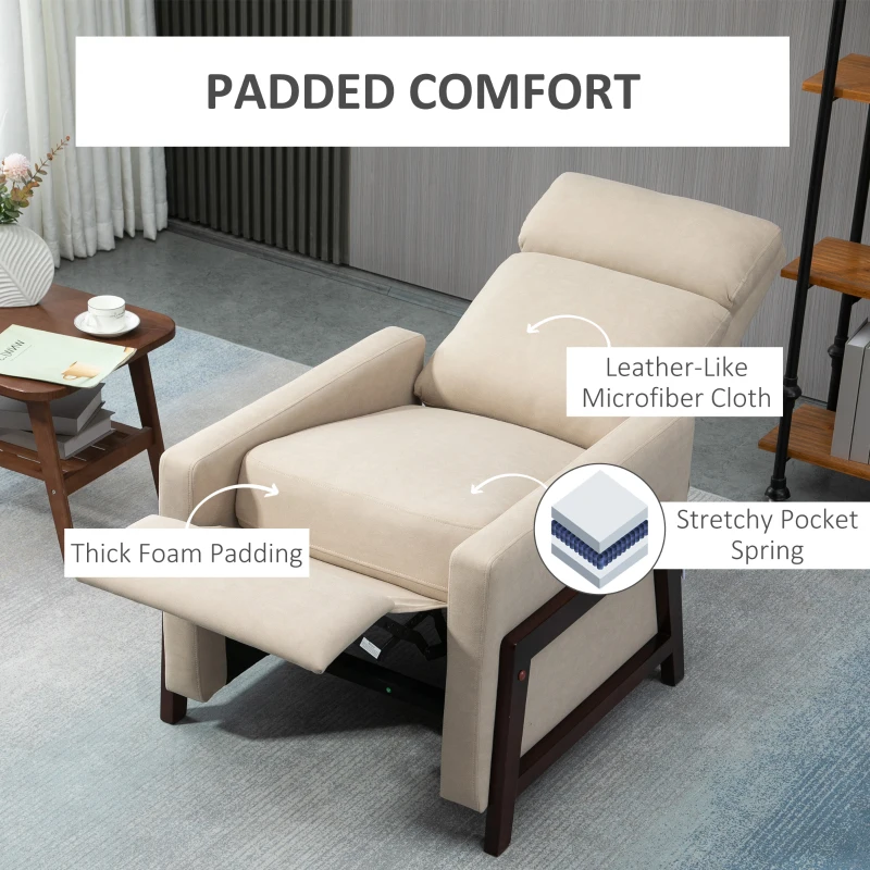 HOMCOM Manual Recliner Sofa Chair with Footrest, Greige