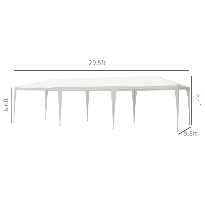 Outsunny 10'x30' Portable  Party Tent Outdoor Event Camping Gazebo Canopy with 5 Removable Sidewalls, White