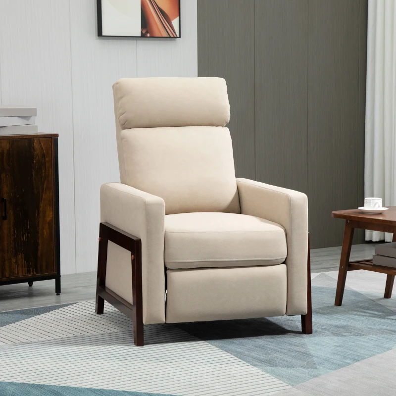 HOMCOM Manual Recliner Sofa Chair with Footrest, Greige