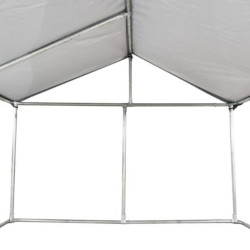 PawHut 7.5'Lx7.5'Wx5.6'H Large Outdoor Dog Kennel Playpen Galvanized Pet Exercise House Cage with Canopy Roof, Silver