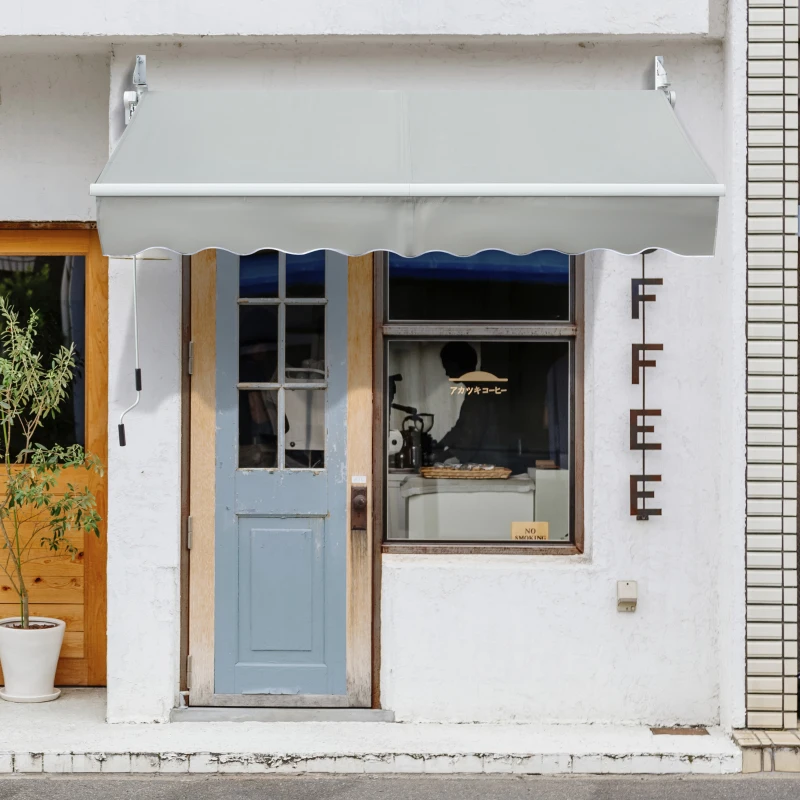 Outsunny 8' x 7' Retractable Sunshade Awning for the Patio with Easy Crank Design & Hardware Included, Gray