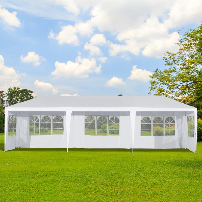 Outsunny 10x28ft Portable Gazebo Party Tent Outdoor Event Shelter Garden Sunshade with 5 Removable Walls