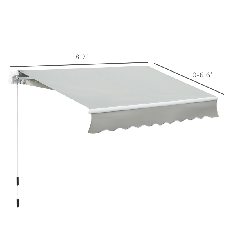 Outsunny 8' x 7' Retractable Sunshade Awning for the Patio with Easy Crank Design & Hardware Included, Gray