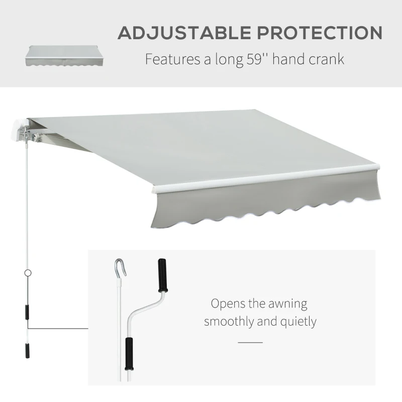 Outsunny 8' x 7' Retractable Sunshade Awning for the Patio with Easy Crank Design & Hardware Included, Gray