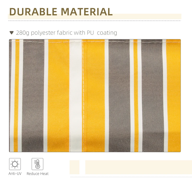 Outsunny 12' x 10' Manual Retractable Awning Outdoor Sunshade Shelter for Patio, Balcony, Yard, with Adjustable & Versatile Design, Yellow and Gray