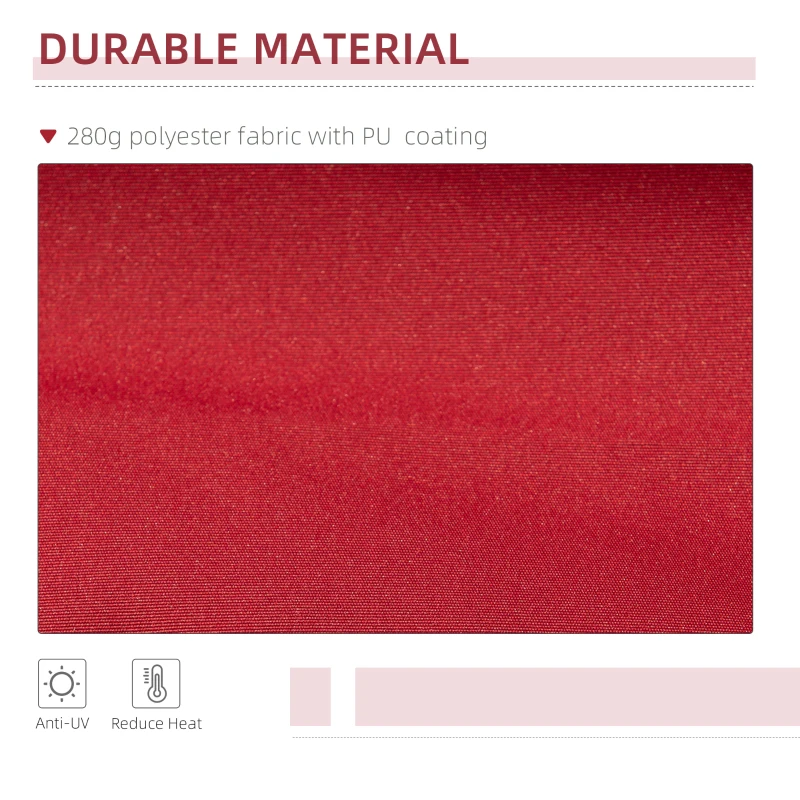 Outsunny 12' x 10' Manual Retractable Awning Outdoor Sunshade Shelter for Patio, Balcony, Yard, with Adjustable & Versatile Design, Wine Red