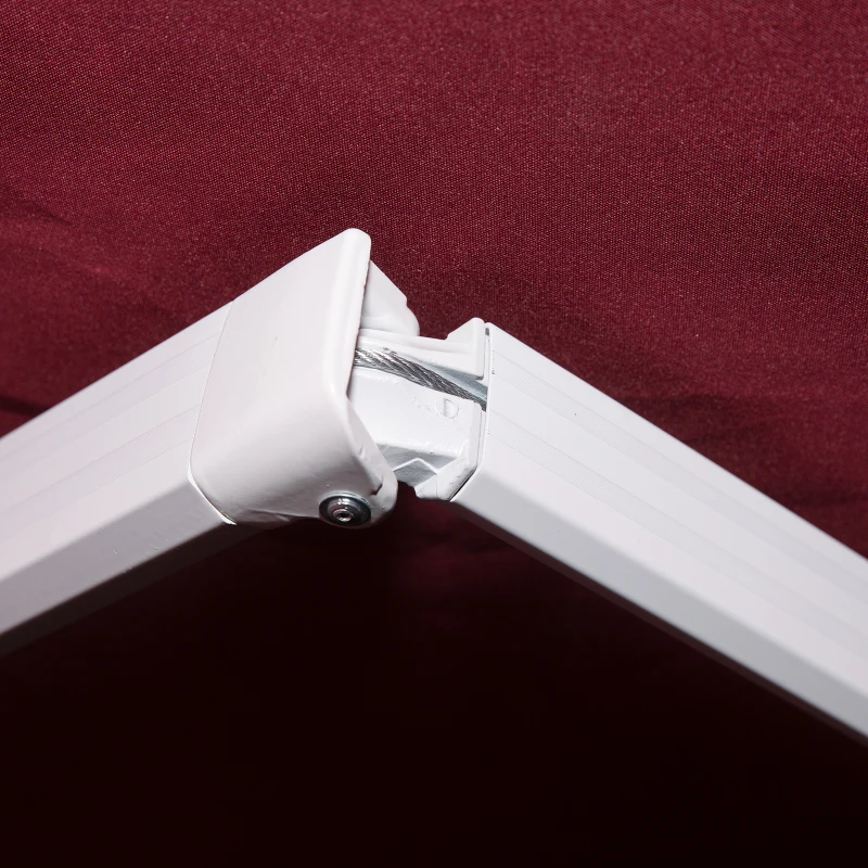 Outsunny 12' x 8' Retractable Awning Patio Awnings Sun Shade Shelter with Manual Crank Handle, 280g/m² UV & Water-Resistant Fabric and Aluminum Frame for Deck, Balcony, Yard, Wine Red