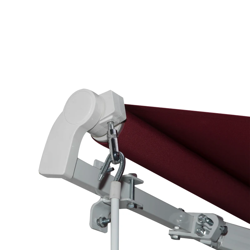 Outsunny 12' x 8' Retractable Awning Patio Awnings Sun Shade Shelter with Manual Crank Handle, 280g/m² UV & Water-Resistant Fabric and Aluminum Frame for Deck, Balcony, Yard, Wine Red