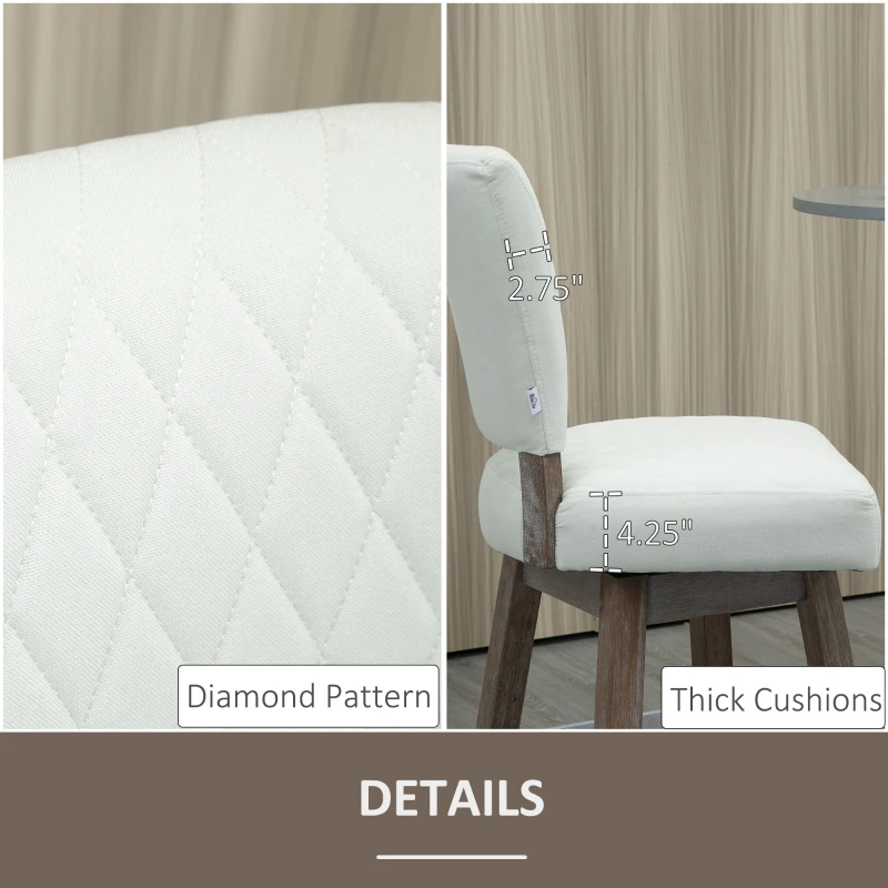 HOMCOM Set of 2 Swivel Counter Height Bar Stools with Footrest, Cream White
