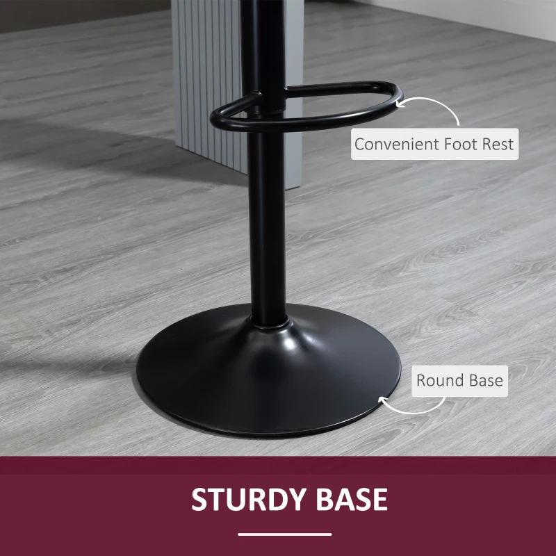 HOMCOM Adjustable Bar Stools Set of 2, Velvet Counter Height Barstool, Upholstered Kitchen Stool with Swivel Seat, Steel Frame, Footrest for Kitchen Counter and Dining Room, ‎Red