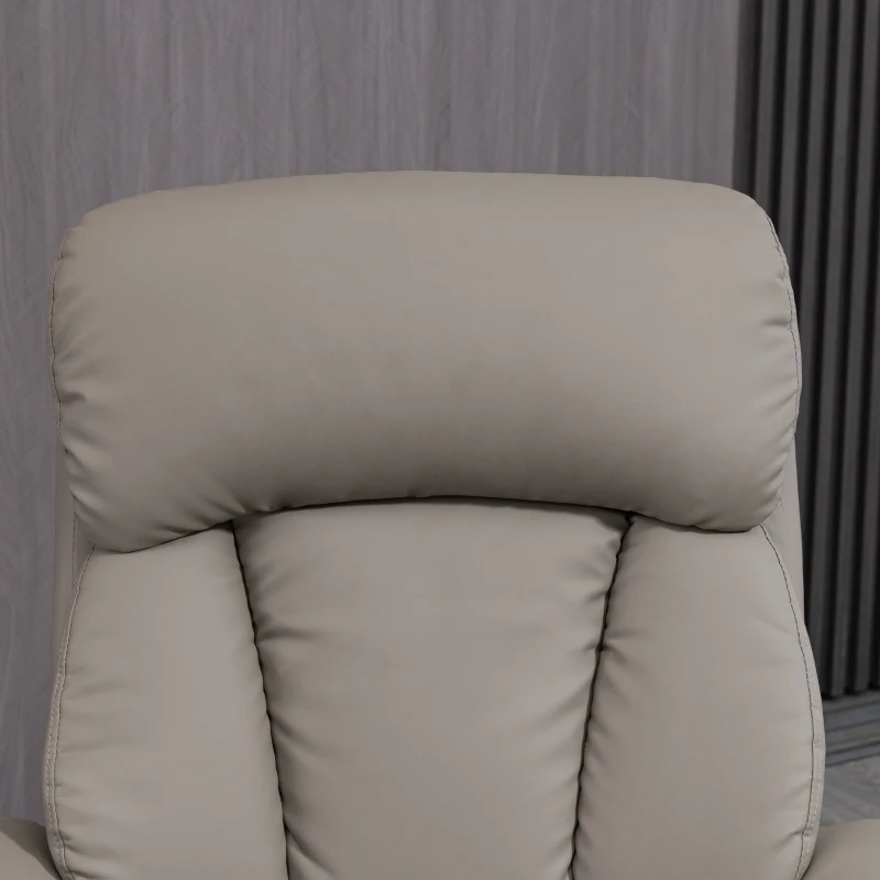 HOMCOM Recliner Chair with Ottoman, Electric Faux Leather Recliner with 10 Vibration Points and 5 Massage Mode, Swivel Reclining Chair with Wood Base, Remote Control and Side Pocket, Grey