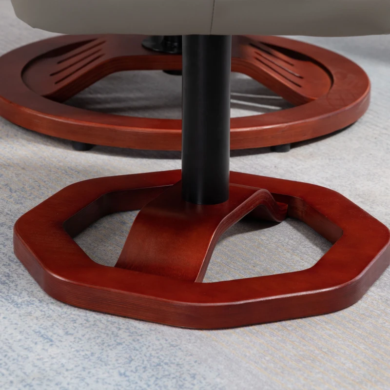 HOMCOM Recliner Chair with Ottoman, Electric Faux Leather Recliner with 10 Vibration Points and 5 Massage Mode, Swivel Reclining Chair with Wood Base, Remote Control and Side Pocket, Grey