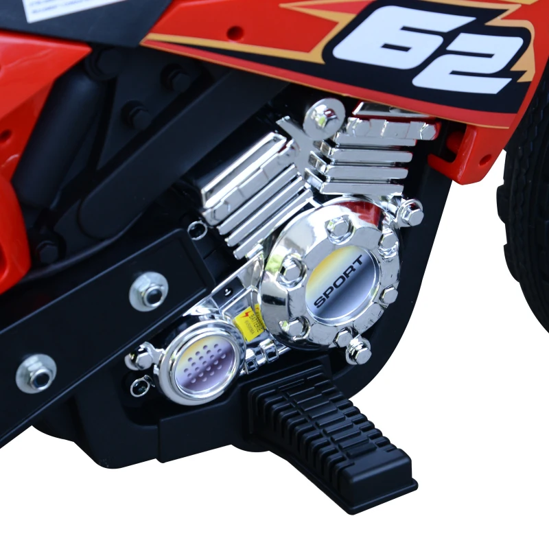 Aosom Kids Motorcycle Dirt Bike Electric Battery-Powered Ride-On Toy Off-road Street Bike with Charging 6V Battery, Real Driving Sounds, & Built-In Music, Red