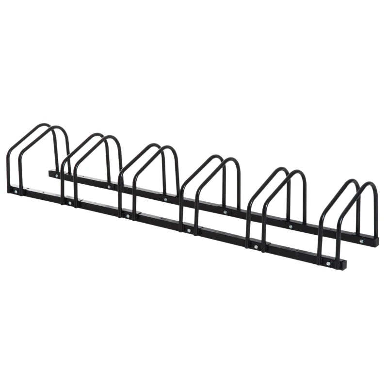 HOMCOM Bike Stand Parking Rack Floor or Wall Mount Bicycle Cycle Storage Locking Stand (6 Racks, Black)
