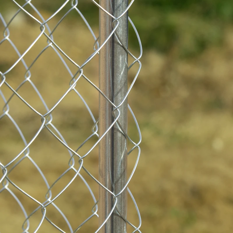 PawHut Outdoor Dog Kennel, Galvanized Chain Link Fence Heavy Duty Pet Run House, Chicken Coop with Secure Lock Mesh Sidewalls for Backyard Garden, Silver