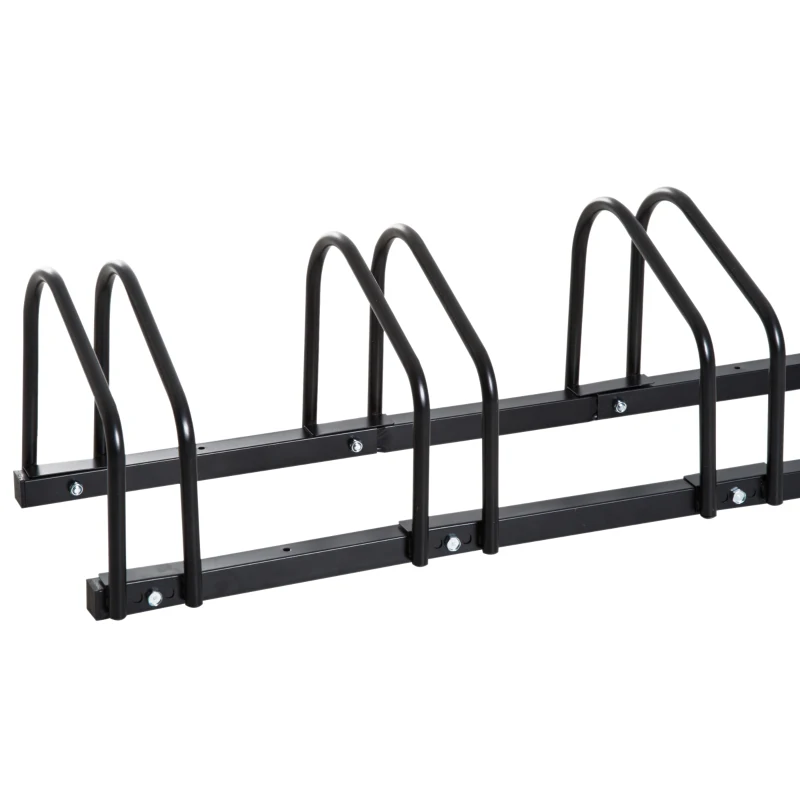 HOMCOM Bike Stand Parking Rack Floor or Wall Mount Bicycle Cycle Storage Locking Stand (6 Racks, Black)