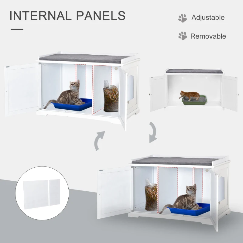 PawHut 37.5" Wooden Covered Mess Free Cat Litter Box Enclosure Furniture