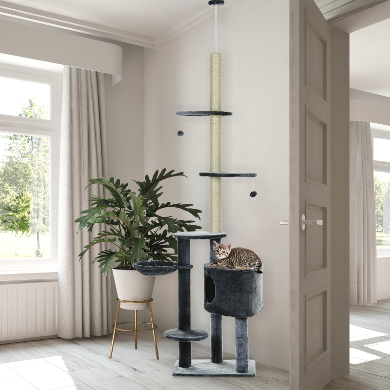 PawHut Cat Tree Stand House Hammock Pet Furniture Kitten Activity Tower Kitty Play House 5-Tier