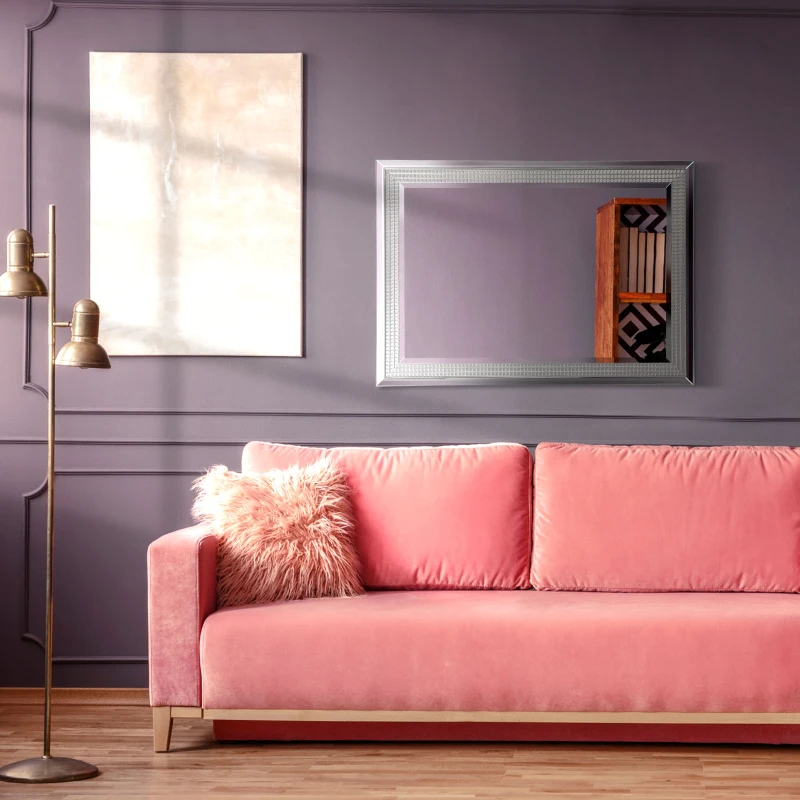 HOMCOM 41" x 29" Modern Wall Mirror, Fish Scale  Mirror for Wall in Living Room, Bedroom, Silver