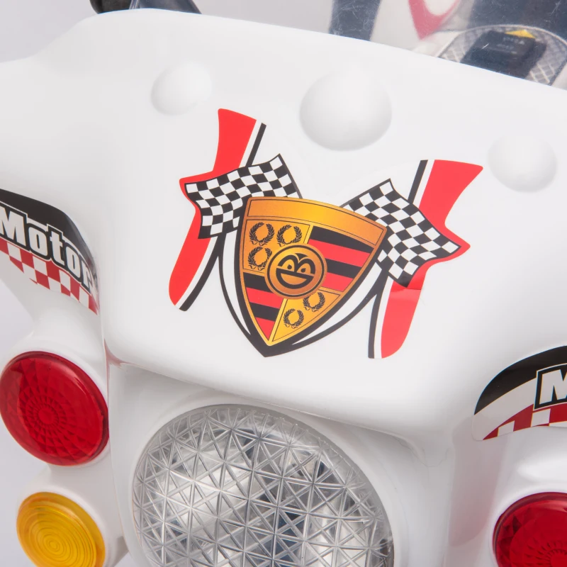 Aosom 6V Kids Motorcycle Dirt Bike Electric Battery-Powered Ride-On Toy Off-road Street Bike with Music & Horn Buttons, Stable 3-Wheel Design, & Rear Storage Space, White