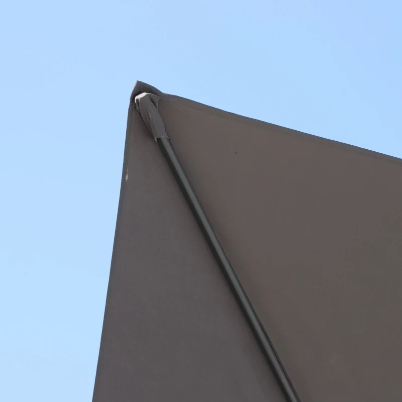 Outsunny 8' x 8' Square Patio Hanging Offset Umbrella Aluminum Outdoor Cantilever Crank Market Parasol Garden Sun Canopy Shelter 360° Rotation w/ Cross Base Grey