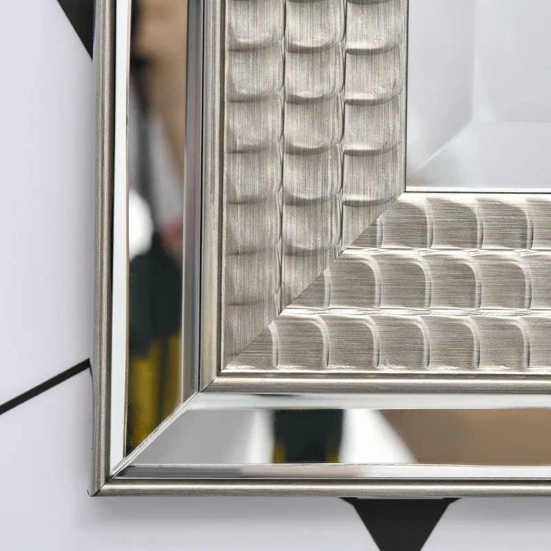 HOMCOM 41" x 29" Modern Wall Mirror, Fish Scale  Mirror for Wall in Living Room, Bedroom, Silver