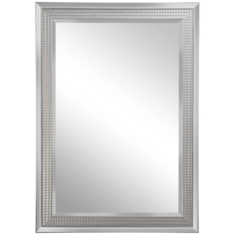 HOMCOM 41" x 29" Modern Wall Mirror, Fish Scale  Mirror for Wall in Living Room, Bedroom, Silver